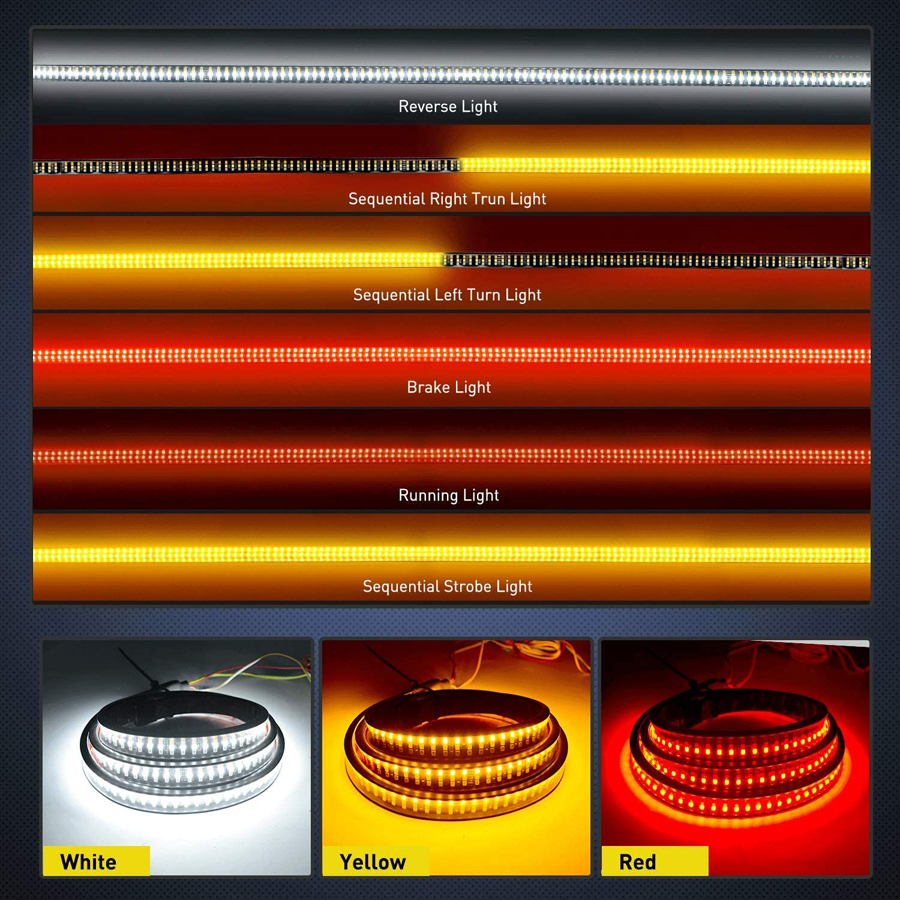 White Yellow Red Three Colors Three Rows LED 2835 Pickup Tail Light