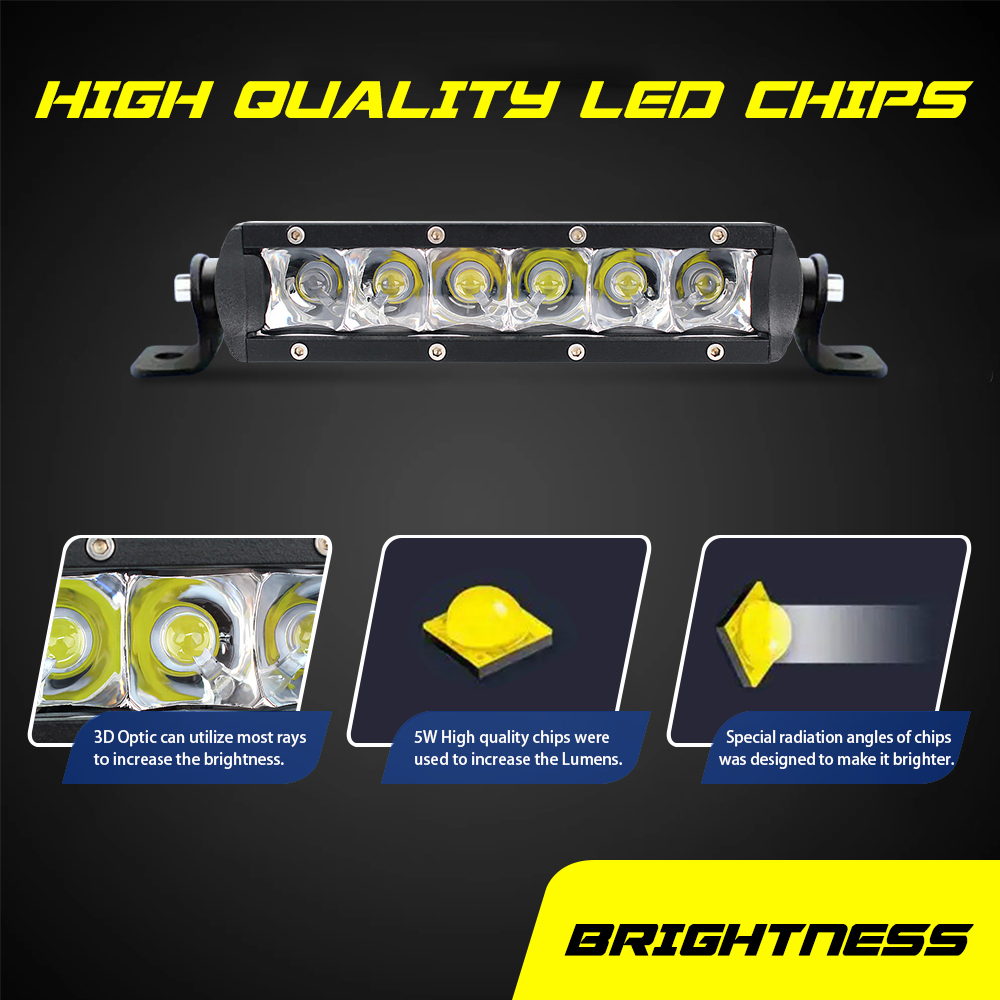 4D Lens Car Led With Reflective Cup Truck Long Strip Lamp 6000K Suv Roof Light