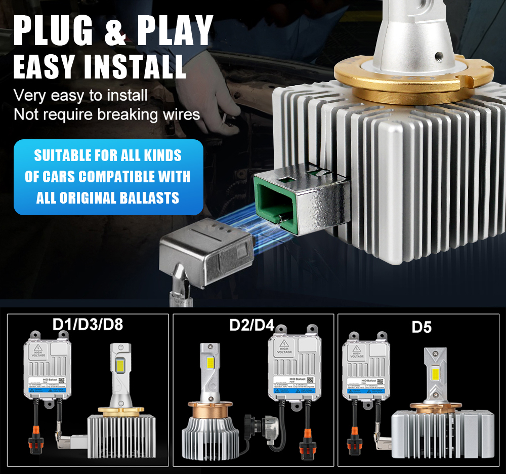 Replace Xenon Bulb Canbus LED Headlight D1S D2S D3S D4S D5S