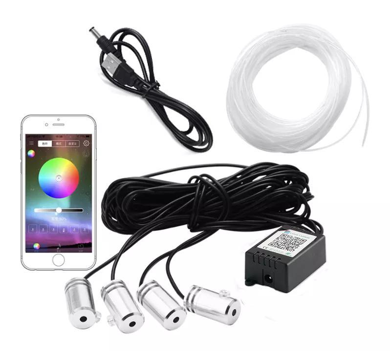 Fiber Optic Car Ambient Light RGB Remote Control Atmosphere Lamp