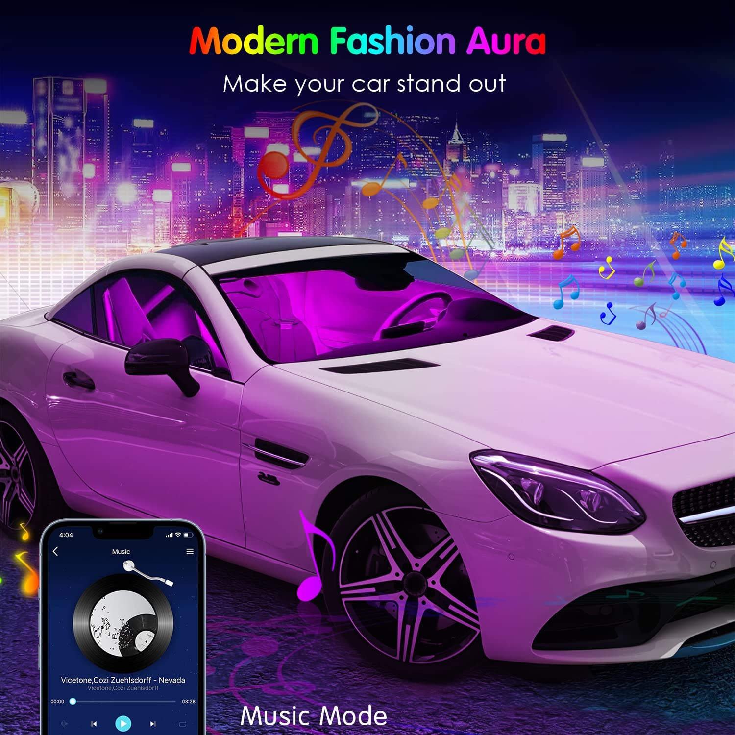 Hot Selling Auto LED RGB Interior Atmosphere Strip Light Remote Control Decoration Lamp