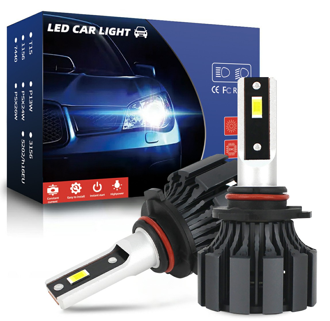 2023 New T3S Led Headlight 12v White Waterproof 80W 10000Lm Headlamp