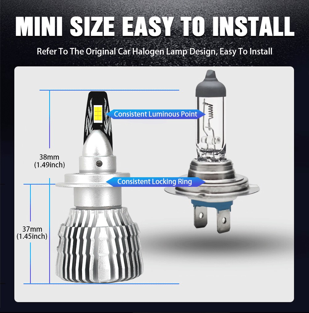  New Mi6 Led Headlight 12v White Waterproof 130W 30000Lm Headlamp