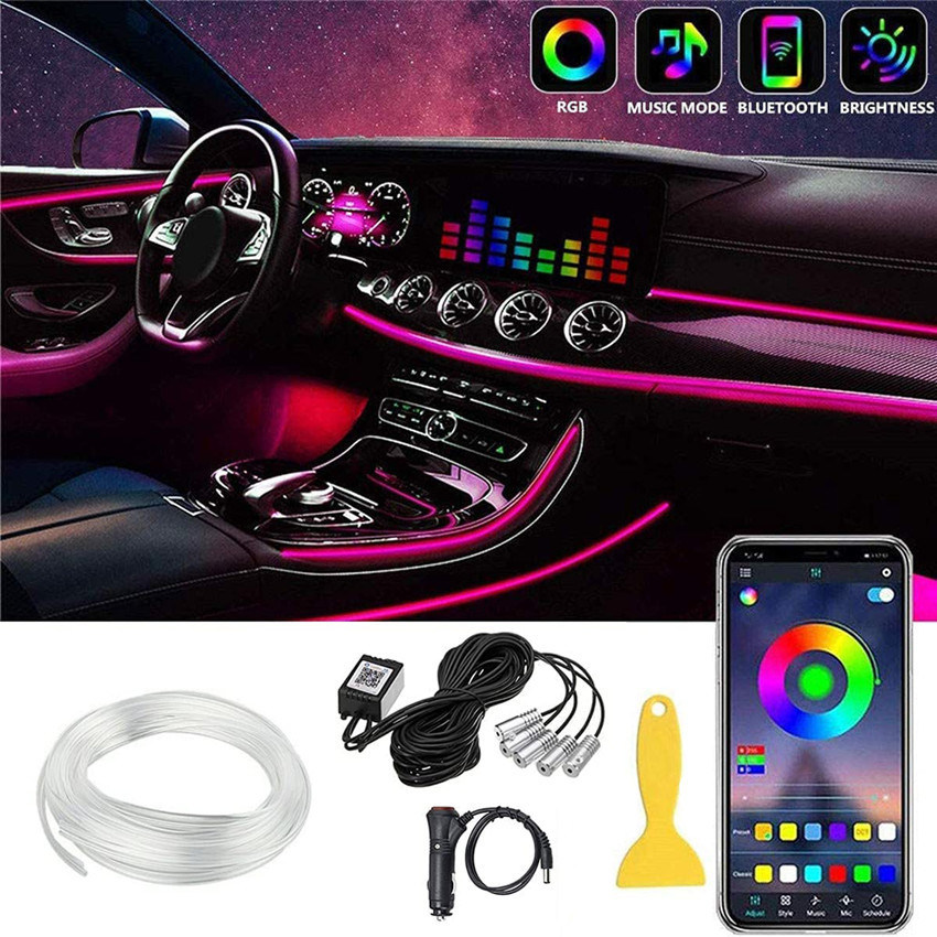Fiber Optic Car Ambient Light RGB Remote Control Atmosphere Lamp