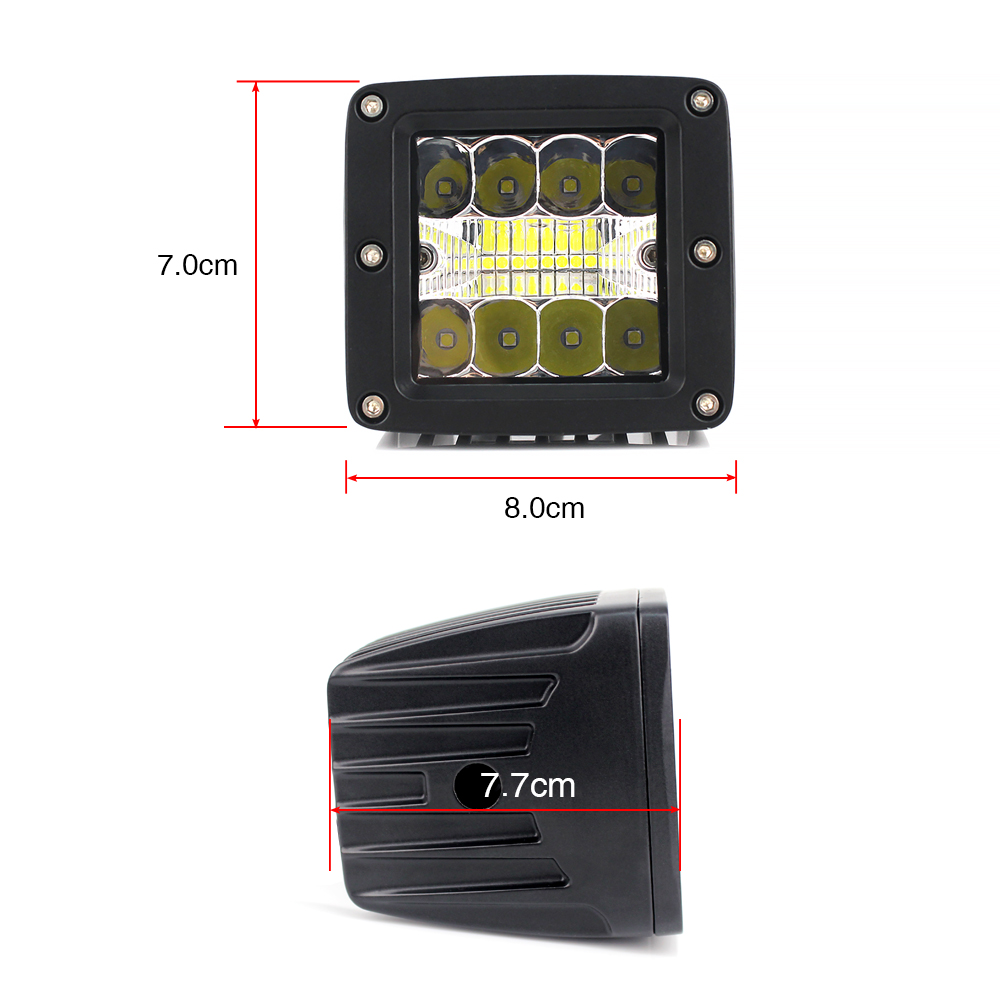 High Power LED Light 48W Combo Beam Lamp Truck Driving Auxiliary Bulb
