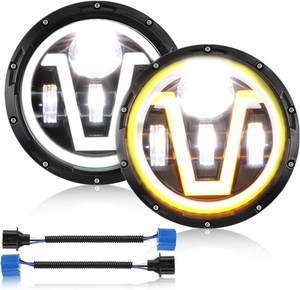 7 Inch Round High Low Beam Led Headlight Motorcycle White Amber for Jeep