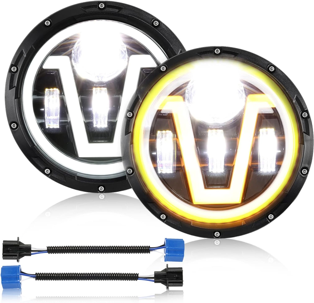 7 Inch Round High Low Beam Led Headlight Motorcycle White Amber for Jeep