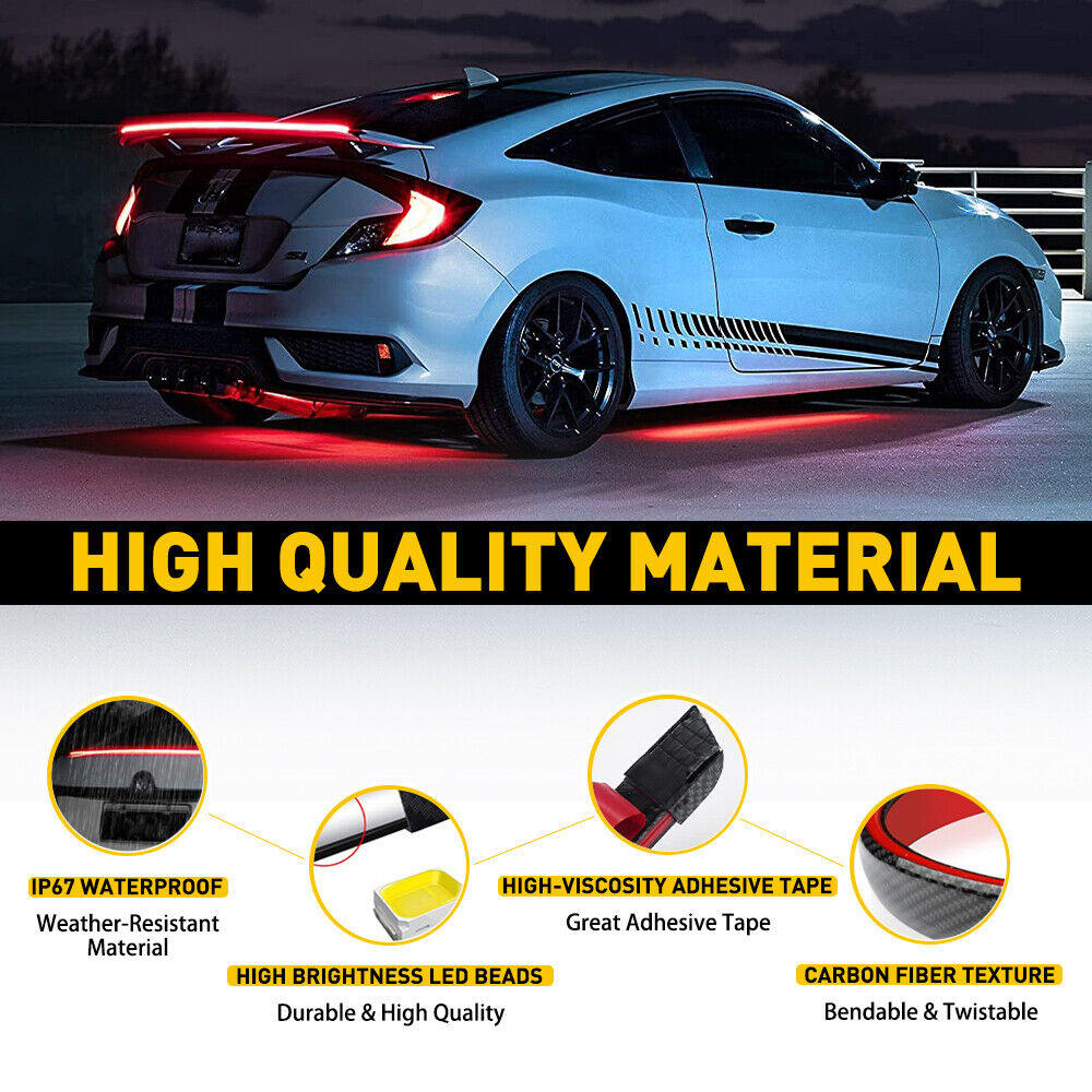 Red Double Flash Mode LED Strip Tail Light Running Light For Car