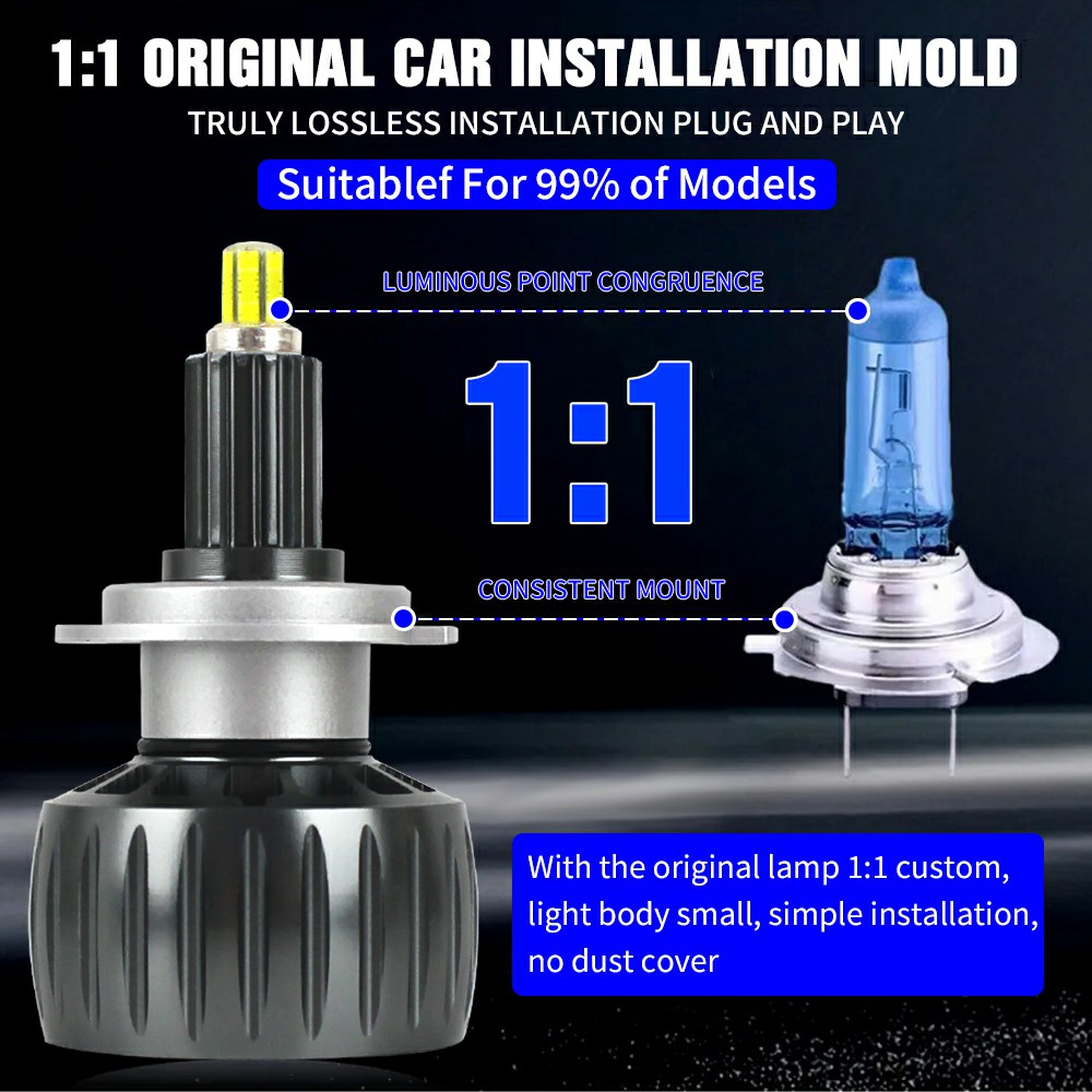 360 Illumination Auto LED Headlight K7 Bulb H1 H3 H7 9005 Light