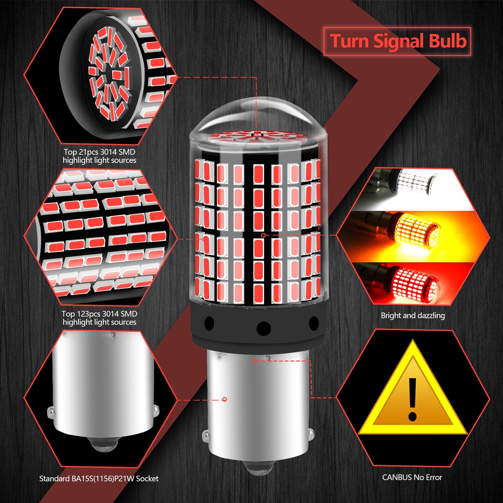 Hot Selling Auto LED Light T20 1156 1157 3156 3157 Canbus with Lens Turn Signal Light