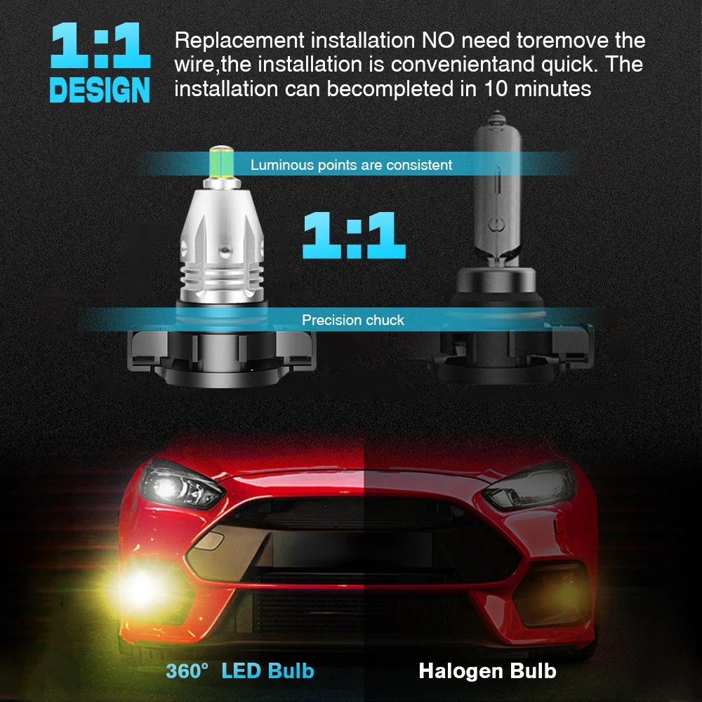 Super Bright 360 Car Fog Lights Day Driving Running Light