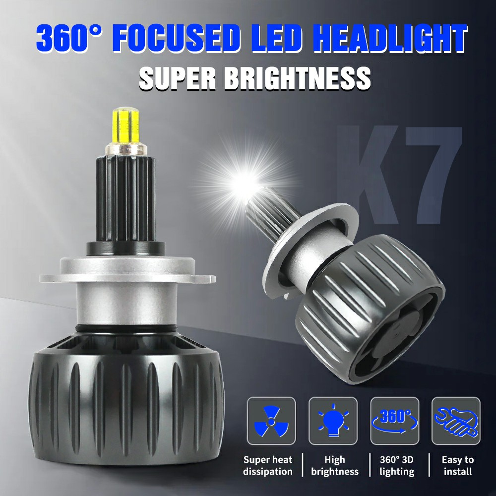 360 Illumination Auto LED Headlight K7 Bulb H1 H3 H7 9005 Light