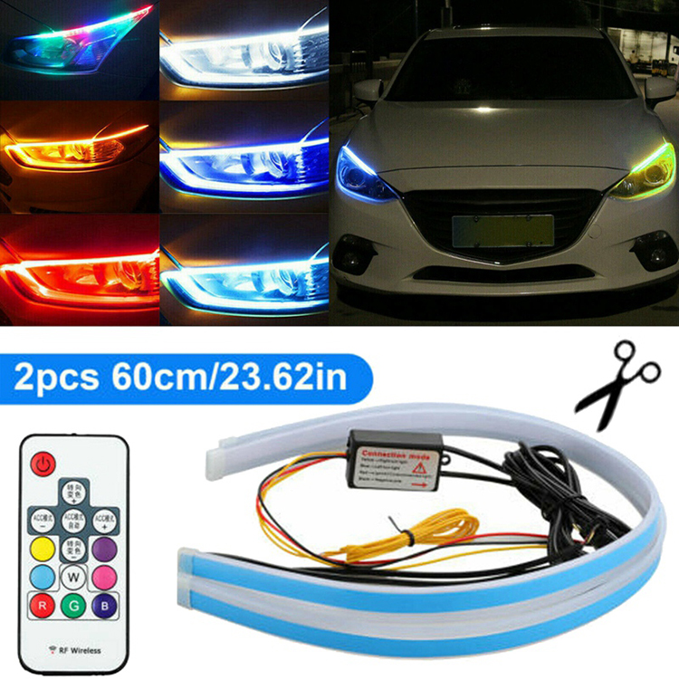  RGB Running LED Strip Light DRL Turn Lamp