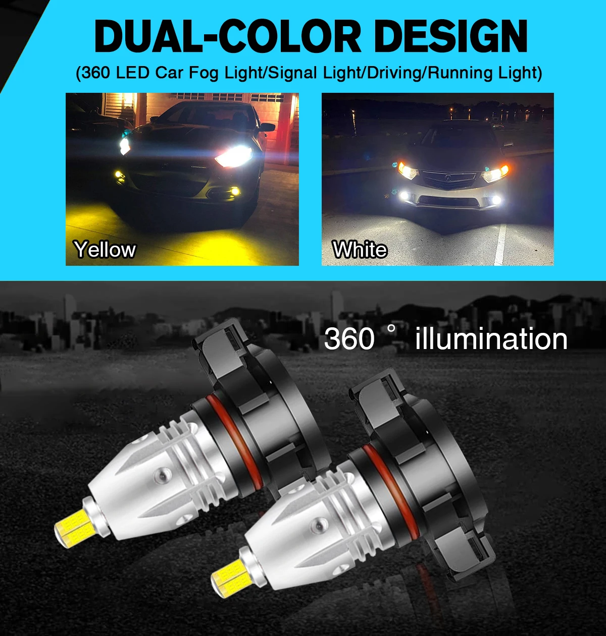 Super Bright 360 Car Fog Lights Day Driving Running Light