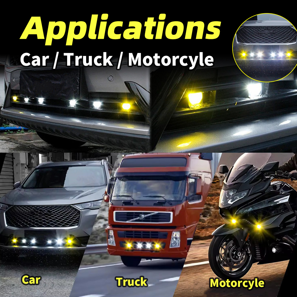 Lens Amber Car Light Running Lights Wireless Control Switch Strobe White Led Front Grille Light Universal Car Eagle Eye Lamp