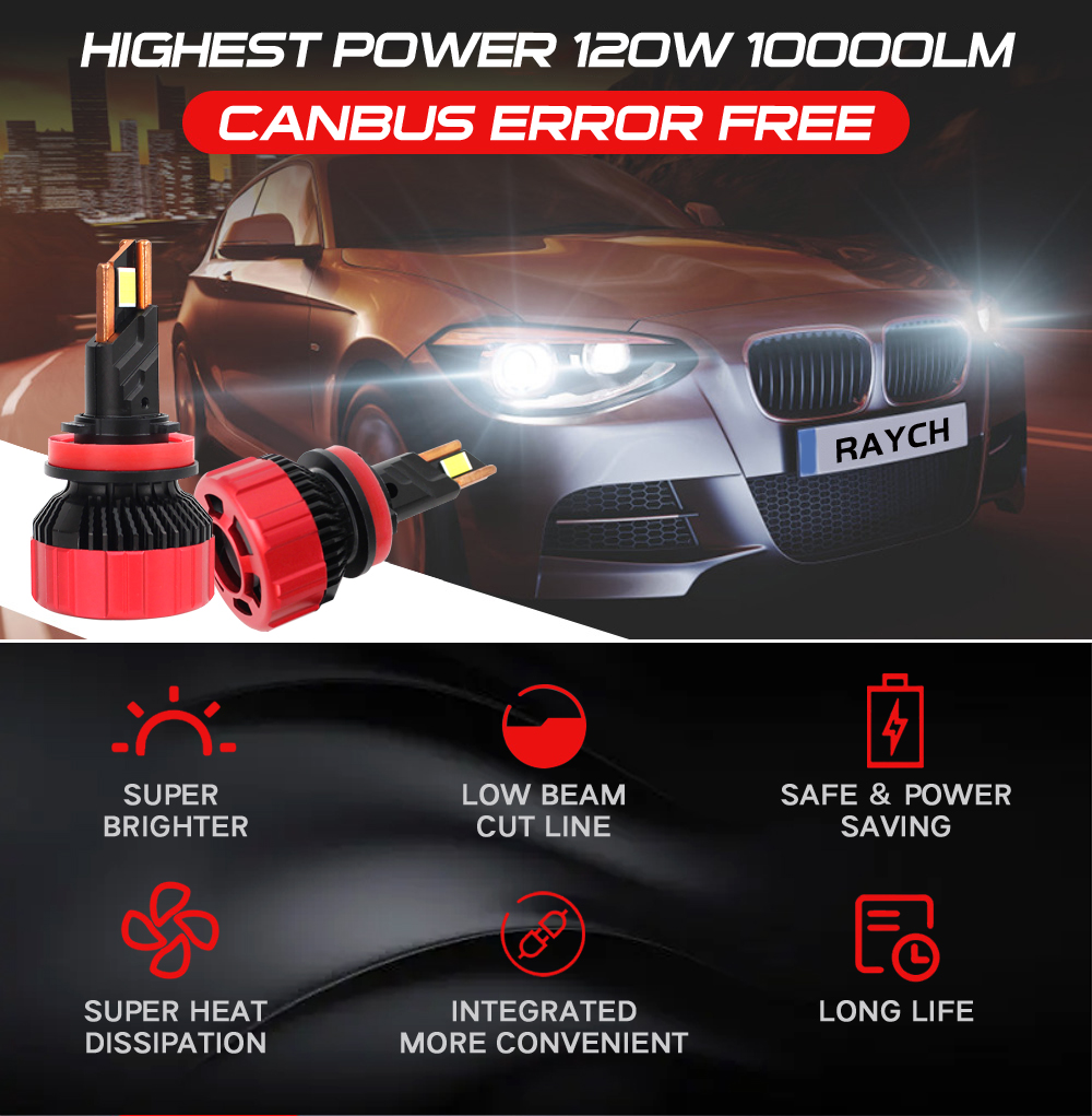 120W Car LED Headlight Bulb Canbus R9 Max H4 H7 H11 9005 9006