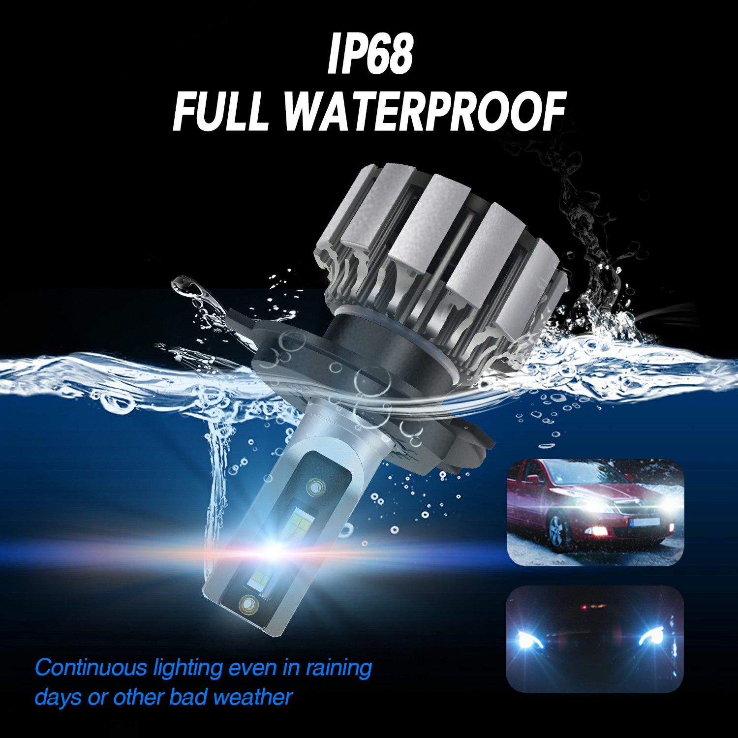 T3 Turbo Led Headlight Bulb 9003 H4 High Low Beam